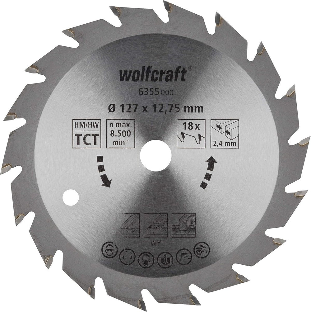 Wolfcraft - cirkelzaagblad 127mm - 18 tanden - 12,75 m boring - voor cirkelzaag - 6355000