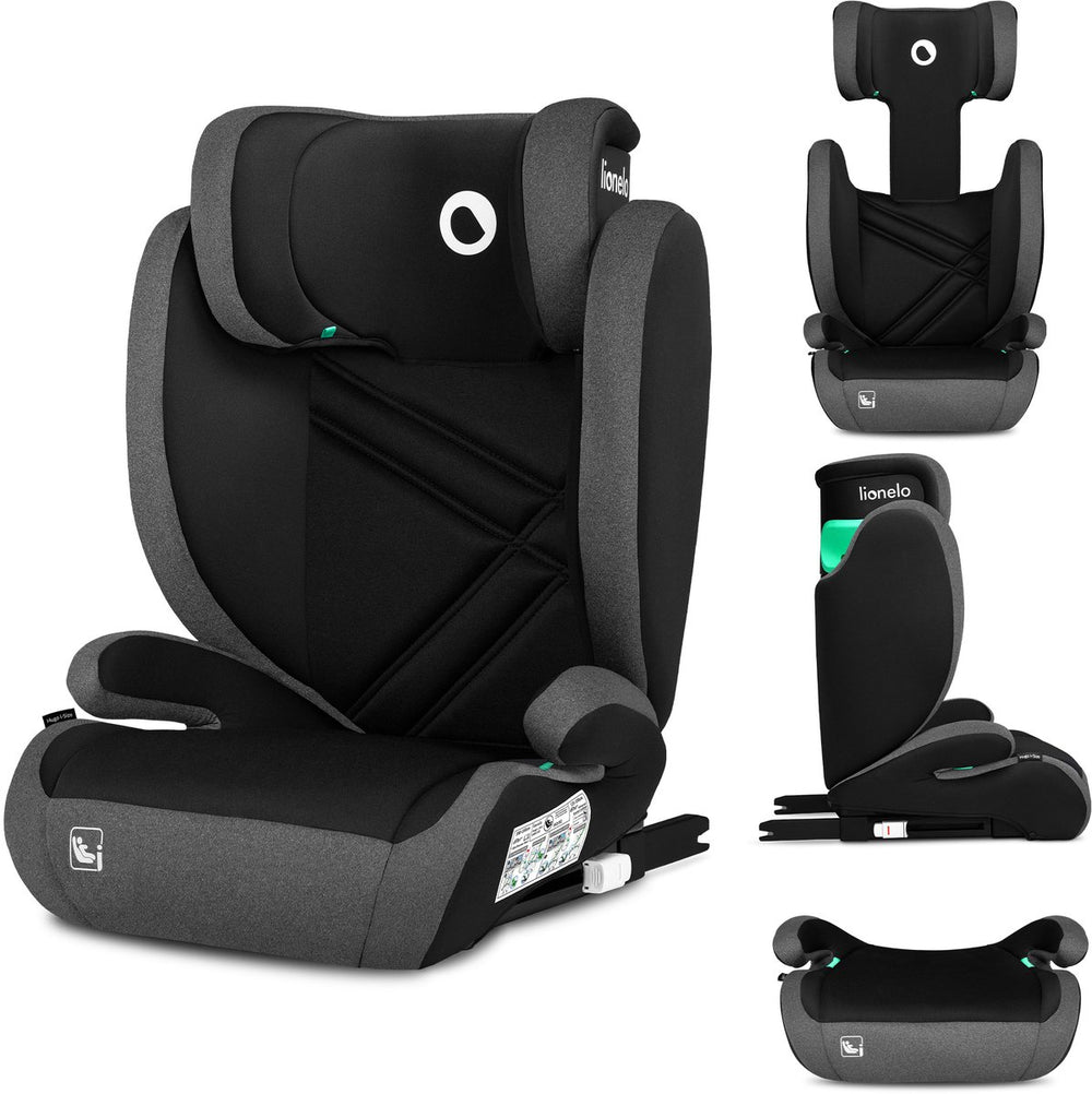 Lionelo hugo i-size – autostoel – groep 2 3 (3,5-12 jaar 15 tot 36 kg 100-150 cm) – isofix – 2 in 1 : zitverhoger met afneembare rugleuning - verstelbare hoofdsteun – geavanceerde zijbescherming – memory foam - wasbaar – comfortabele zitting
