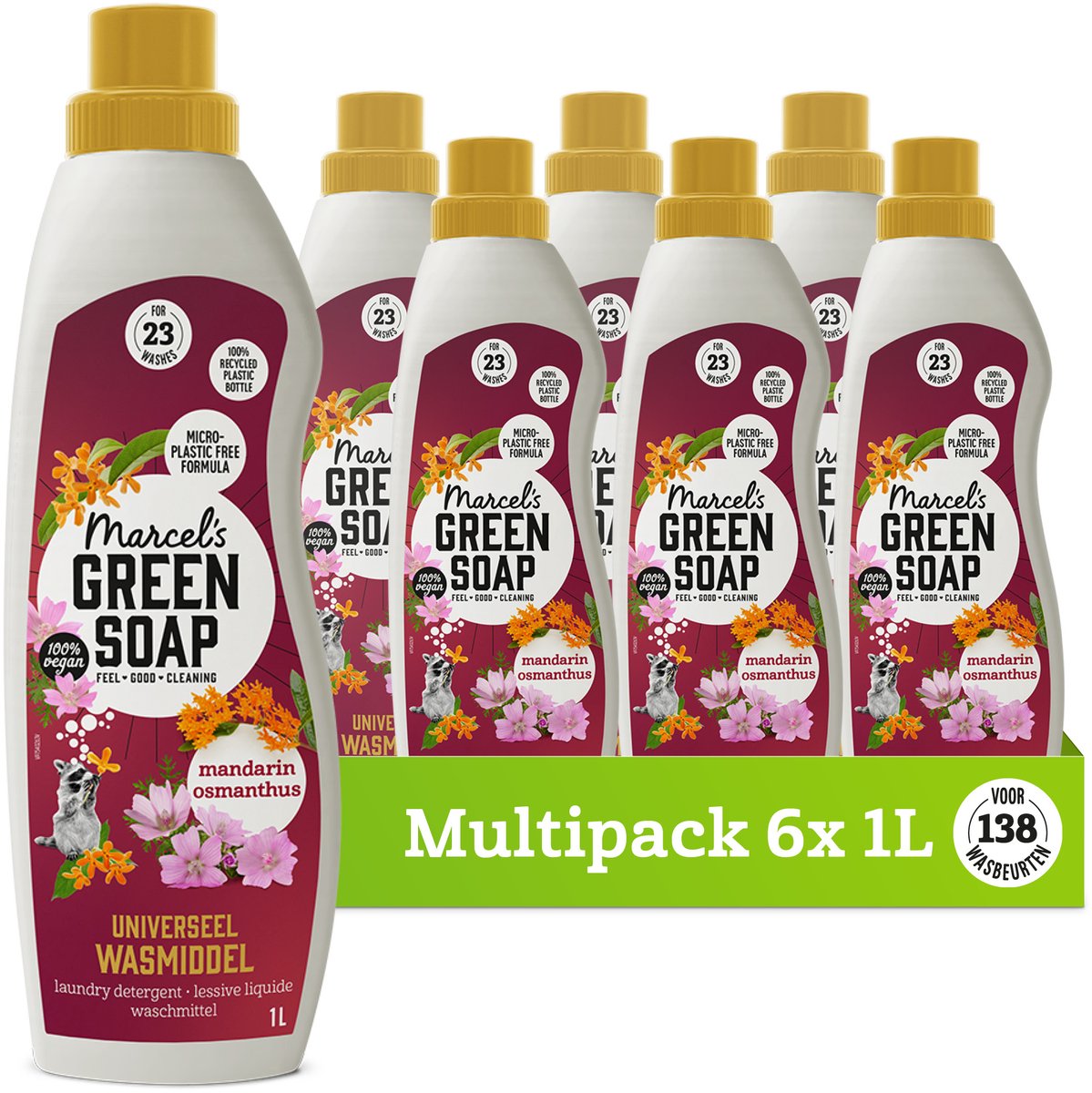 Marcel's green soap universeel wasmiddel - mandarijn osmanthus - 6 x 1 liter - 138 wasbeurten