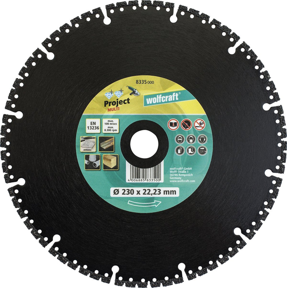 Wolfcraft - pro diamantdoorslijpschijf ø 230 mm - slijpschijf diamant voor haakse slijper - doorslijpschijf - 8335000