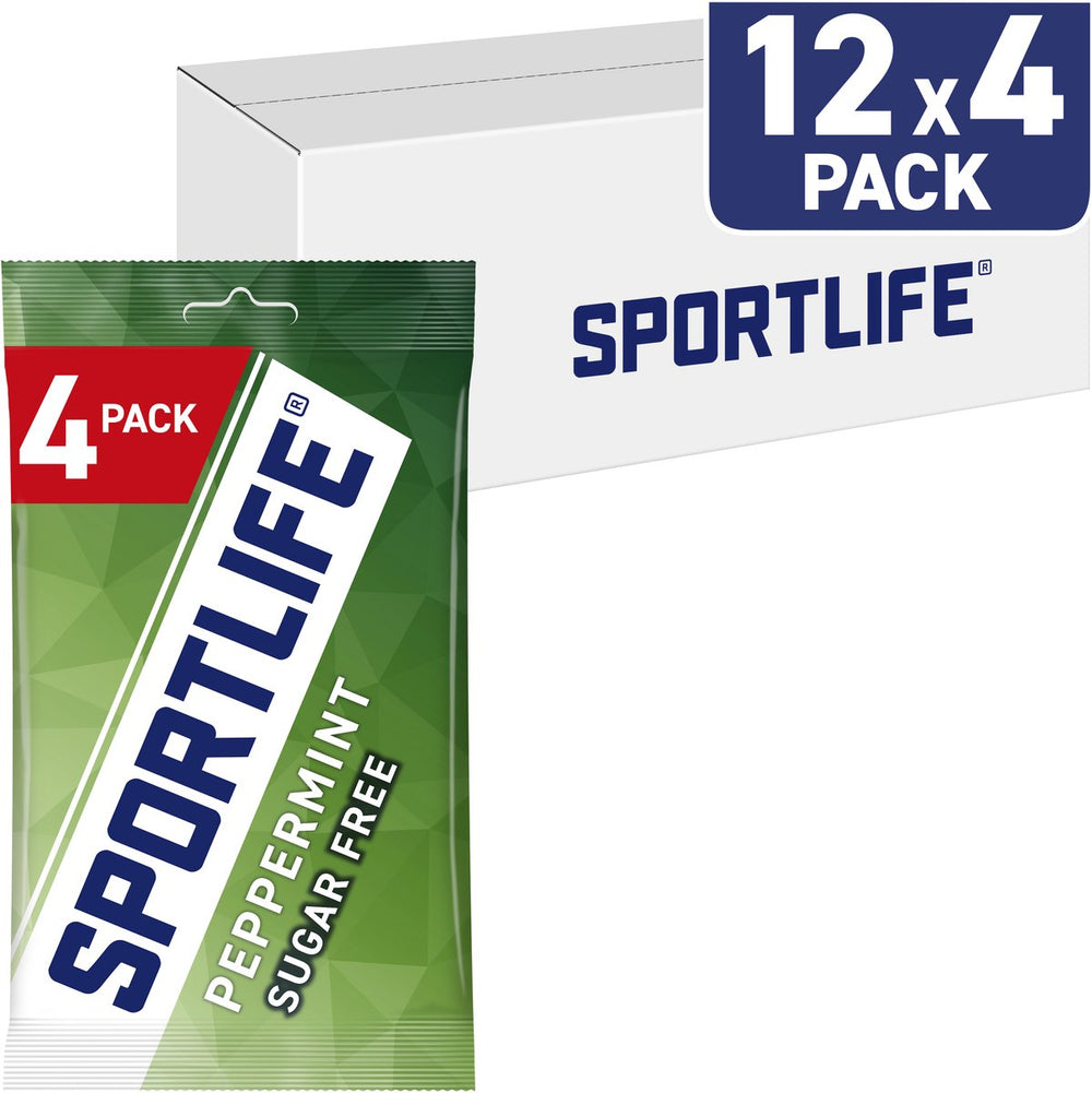 Sportlife kauwgom peppermint - frisse suikervrije kauwgom - 12x(4x18g)