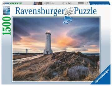Ravensburger legpuzzel prachtige lucht boven de vuurtoren van akranes ijsland, 1500st.