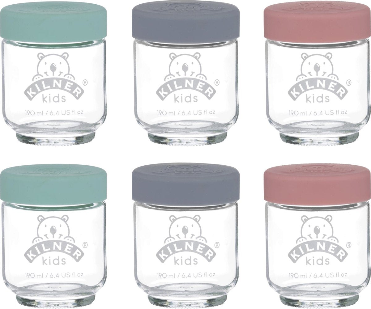 Kilner - set van 6 voorraadpotten voor babyvoeding - glas - silicone deksels - 6 x 190 ml