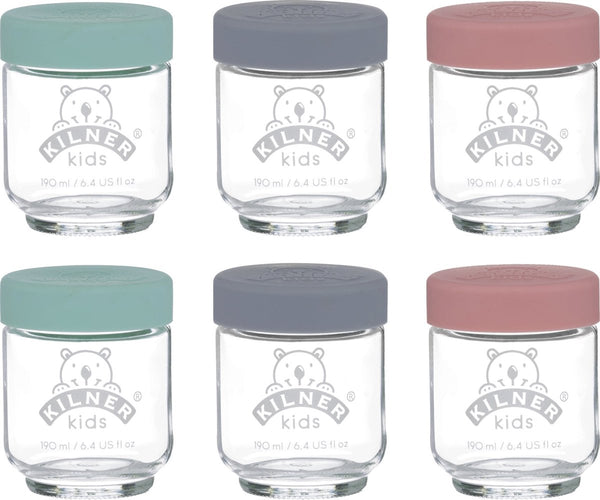 Kilner - set van 6 voorraadpotten voor babyvoeding - glas - silicone deksels - 6 x 190 ml