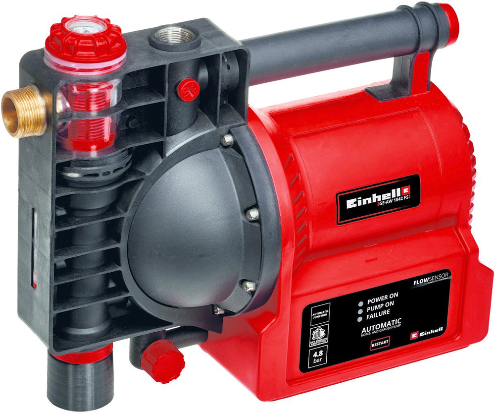 Einhell elektrische automatische tuinpomp ge-aw 1042 fs - 1050 w - 4.8 bar - 4.200 l u - max. opvoerhoogte: 48 m - max. zuighoogte: 8 m - automatische functie - led-display