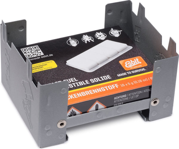 Esbit brander pocket stove s - compact - incl 16x5 gr blokjes - gegalvaniseerd staal