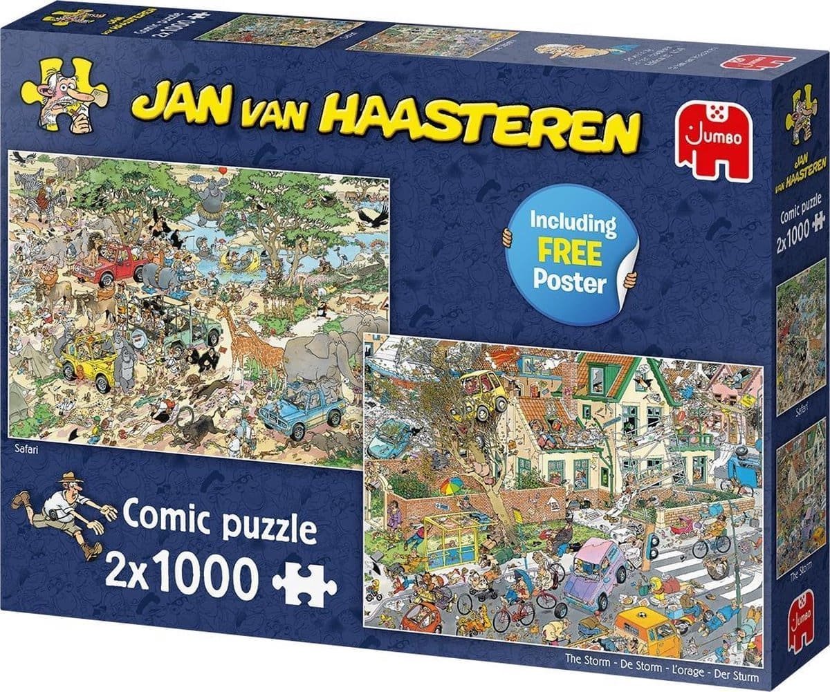Jumbo jan van haasteren legpuzzel - 2in1 safaristorm, 1000st.