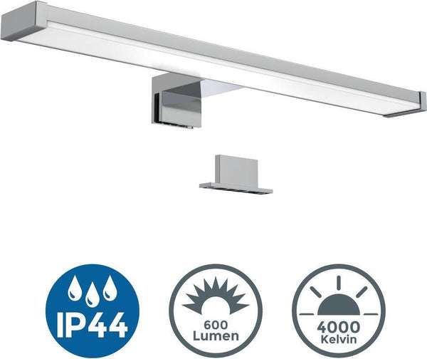 B.k.licht - led spiegellamp - chroom - badkamerlamp - spiegelverlichting - l:40cm - ip44 - 4.000k - 600 lumen - 7w led