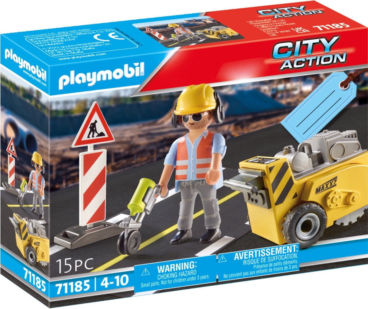 Playmobil city action bouwvakker met randensnijder - 71185