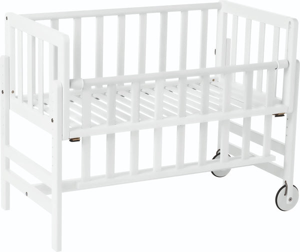 Geuther betty co-sleeper, aanschuifbed, wieg - met wielen - 45x90 cm - babybedje tot 9 kg - massief beukenhout - wit