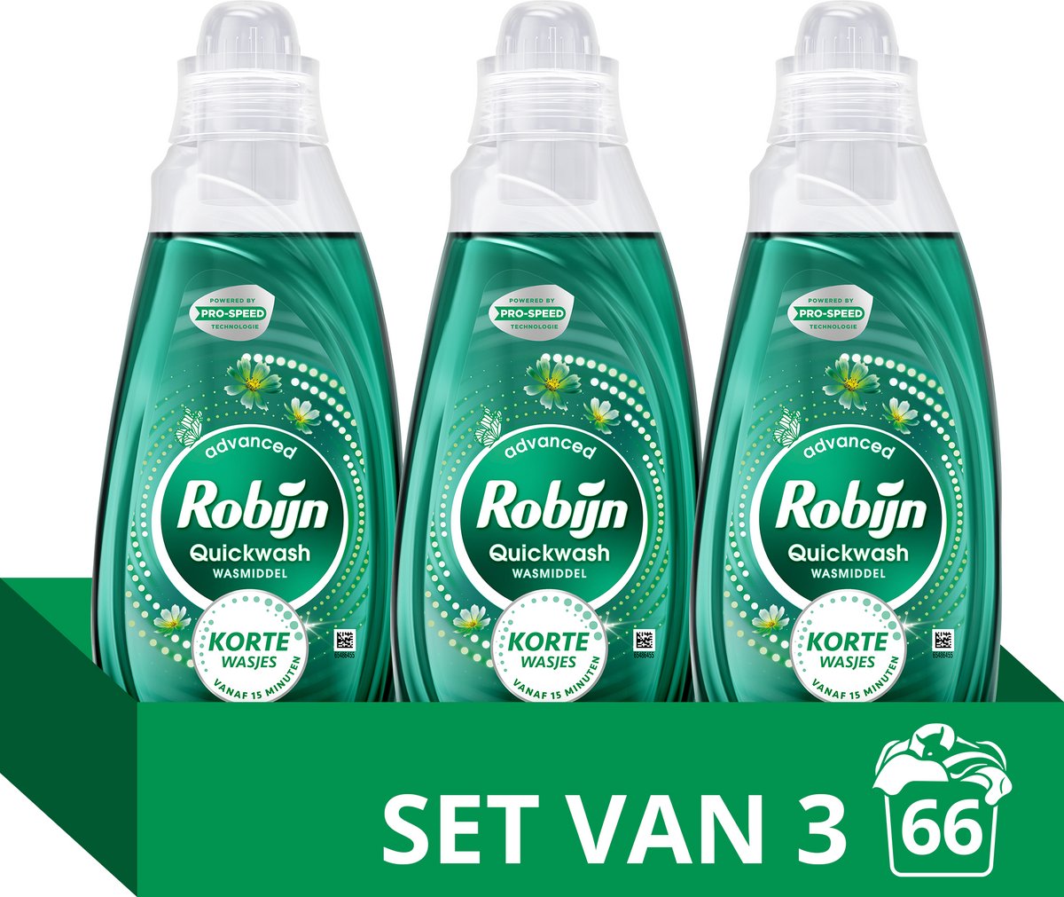 Robijn quickwash - vloeibaar wasmiddel - spring blossom - 3 flessen - 66 wasbeurten - voordeelverpakking