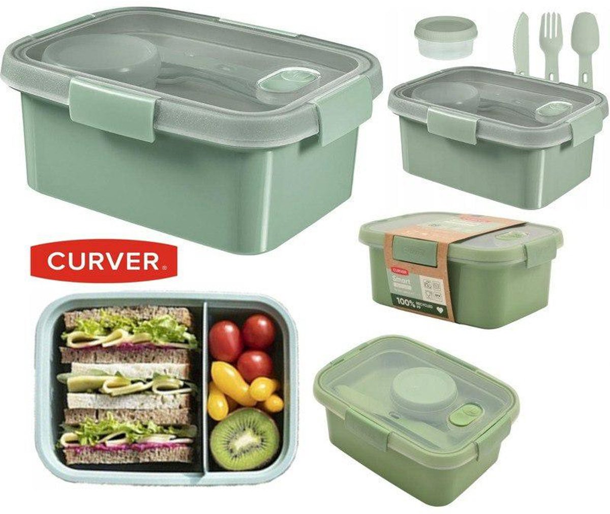 Curver Curver To Go Lunchbox 1,2L + Bestekset + Sausbeker