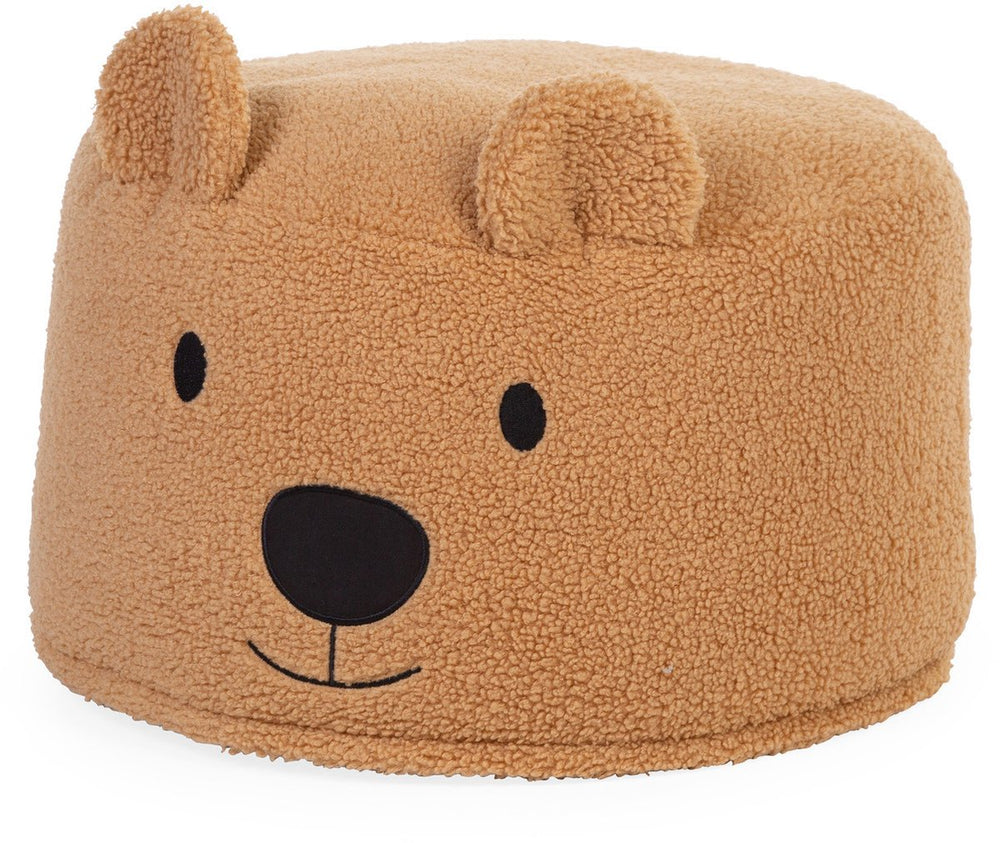 Childhome teddy beer poef – 40x40x25 cm – zachte beige poef met afneembare wasbare hoes – voor kinderen vanaf 2 jaar