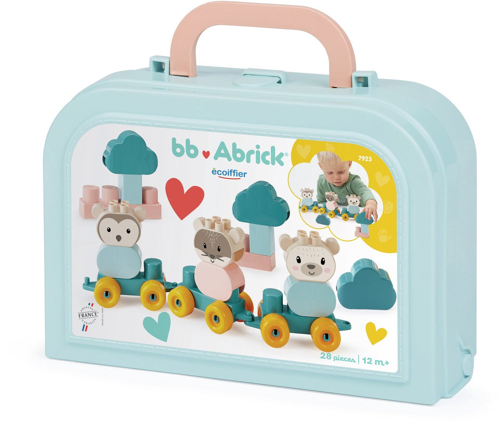 Abrick ecoiffier bb animal train bear with building blocks in case - 28 pcs.