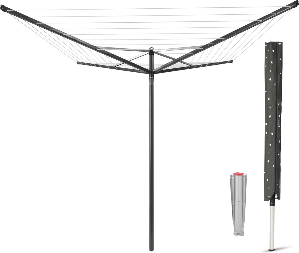 Brabantia topspinner droogmolen - 40 m - met metalen grondanker en beschermhoes - anthracite