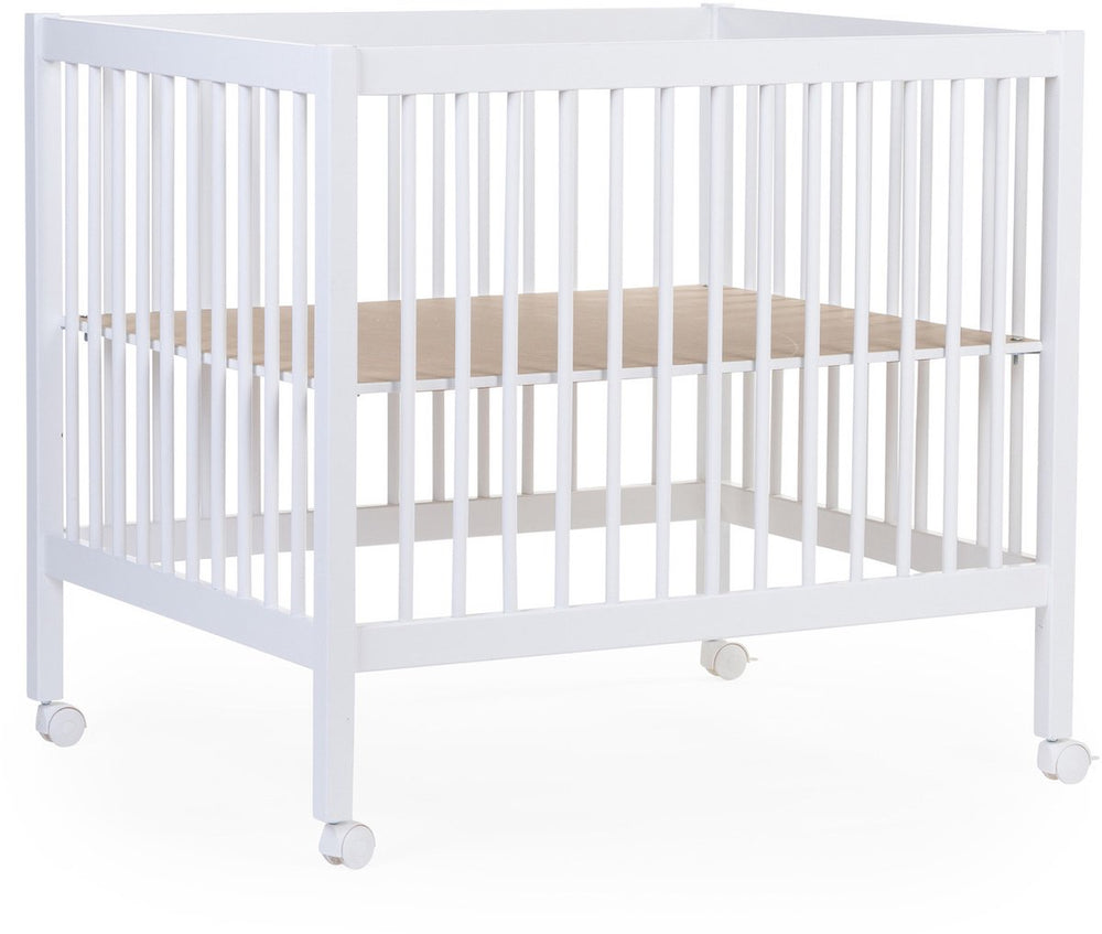 Childhome park 97 - box met wieltjes - verstelbaar op 3 hoogtes - hout - wit - 98x78x82 cm
