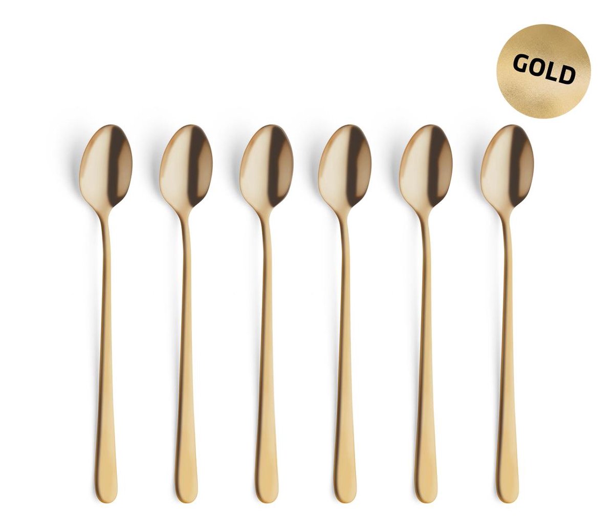 Amefa austin goud - 6 latte macchiato lepels-pvd mat