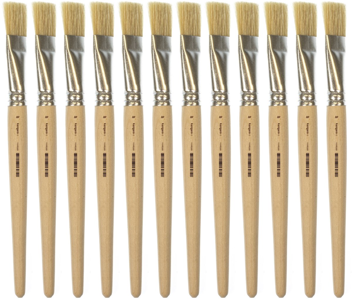 Kangaro lyonse penseel - maat 20 - kort ongelakt hout - doos a 12 stuks - k-840320