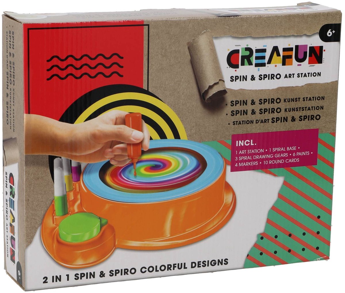 Merkloos sans marque creafun - spin'n spiro 2 in 1 verf kleur set - creatief speelgoed voor kinderen