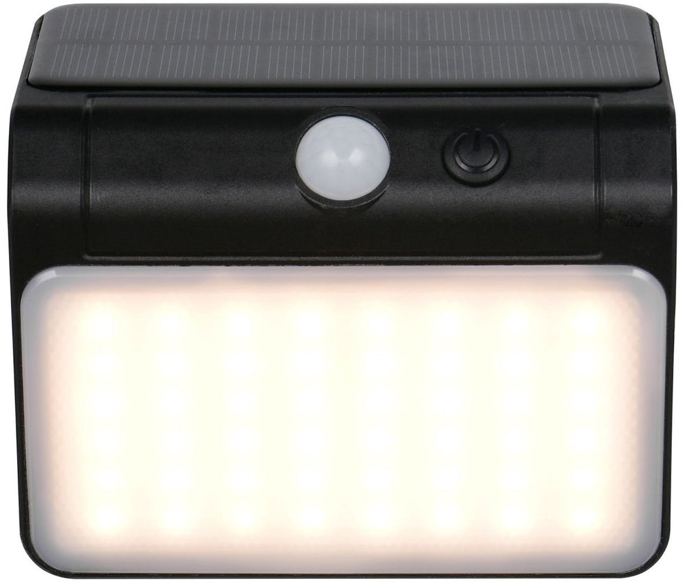 Rl live your light reality olinda - wandlamp - zwart - incl. 1x smd 2,5 w - schemersensor - wandmontage - oplaadbaar - zonne-energie - 4000k - niet dimbaar - bewegingssensor en orientatielicht - buitenverlichting - ip44