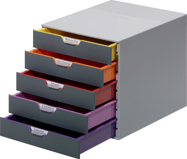Durable ladenkast varicolor® 5 - grijs meerkleurig - 5 laden - a4