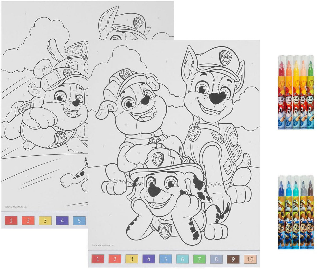 Undercover kleuren op nummer set paw patrol