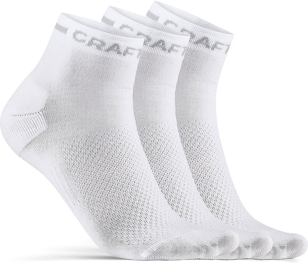 Craft fietssokken zomer unisex wit - core dry mid sock 3-pack white-34 36