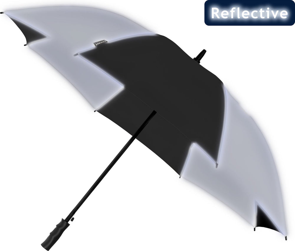 Falcone - reflecterende paraplu - ø 120 cm - golfparaplu - automaat - windproof - zwart zilver