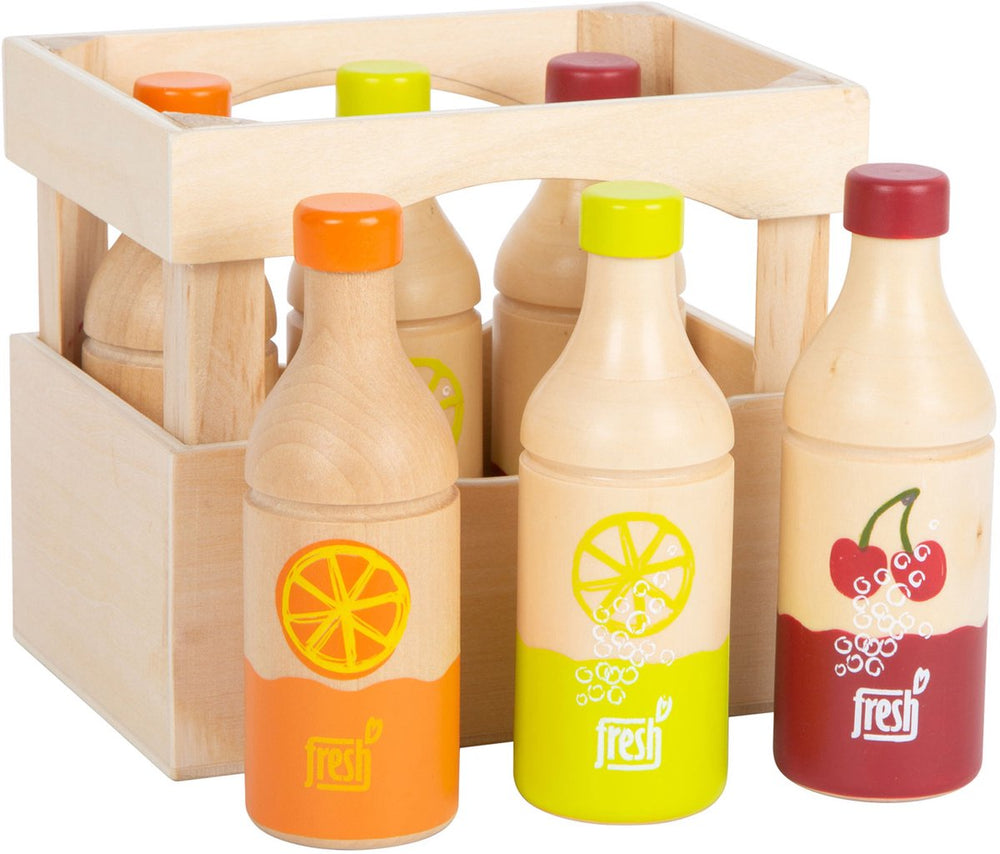 Small foot - wooden crate with bottles, 7-piece set.