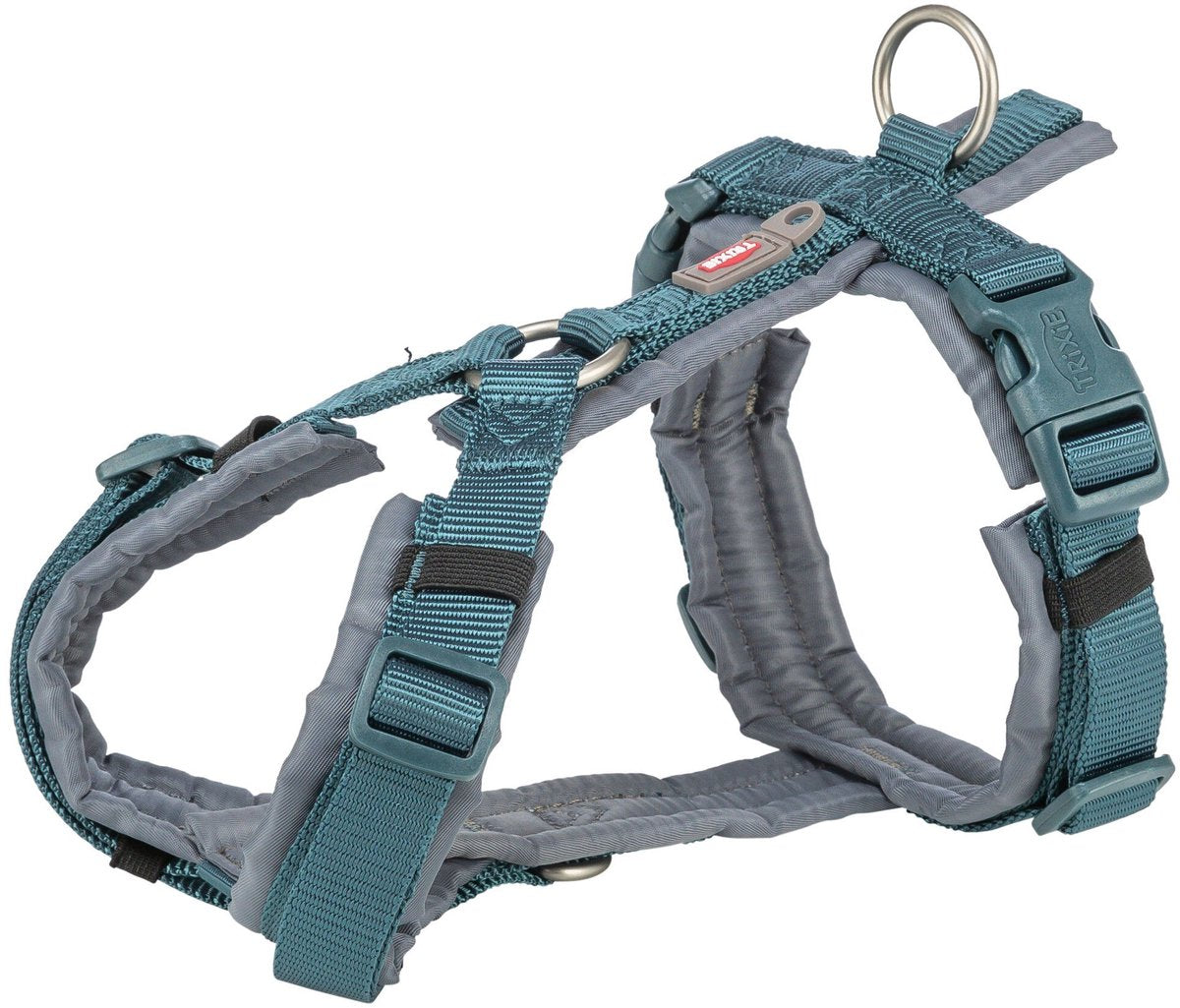 Trixie hondentuig premium trekking petrol blauw grafiek grijs