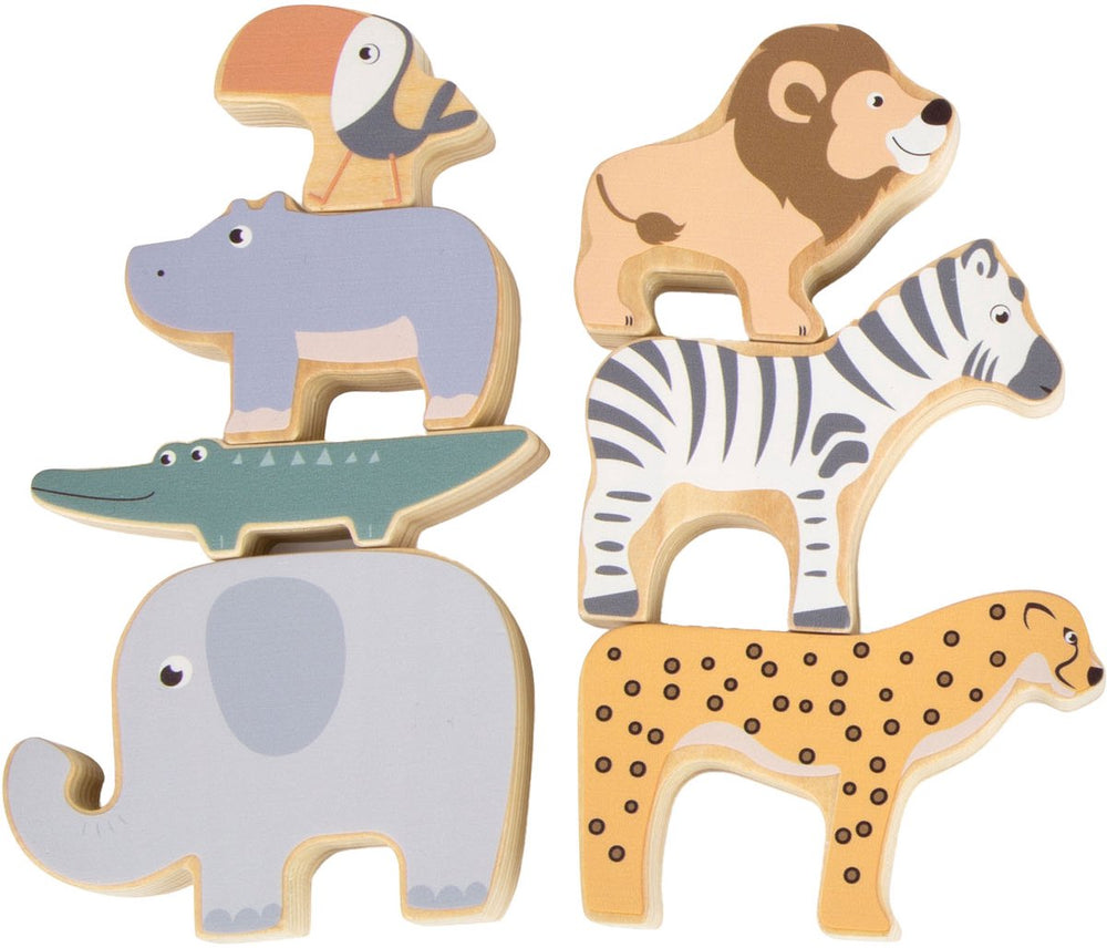 Small foot - wooden safari animal balancing game, 7-piece