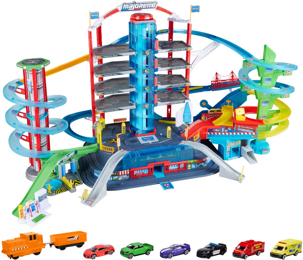 Majorette super city garage - met 6 voertuigen