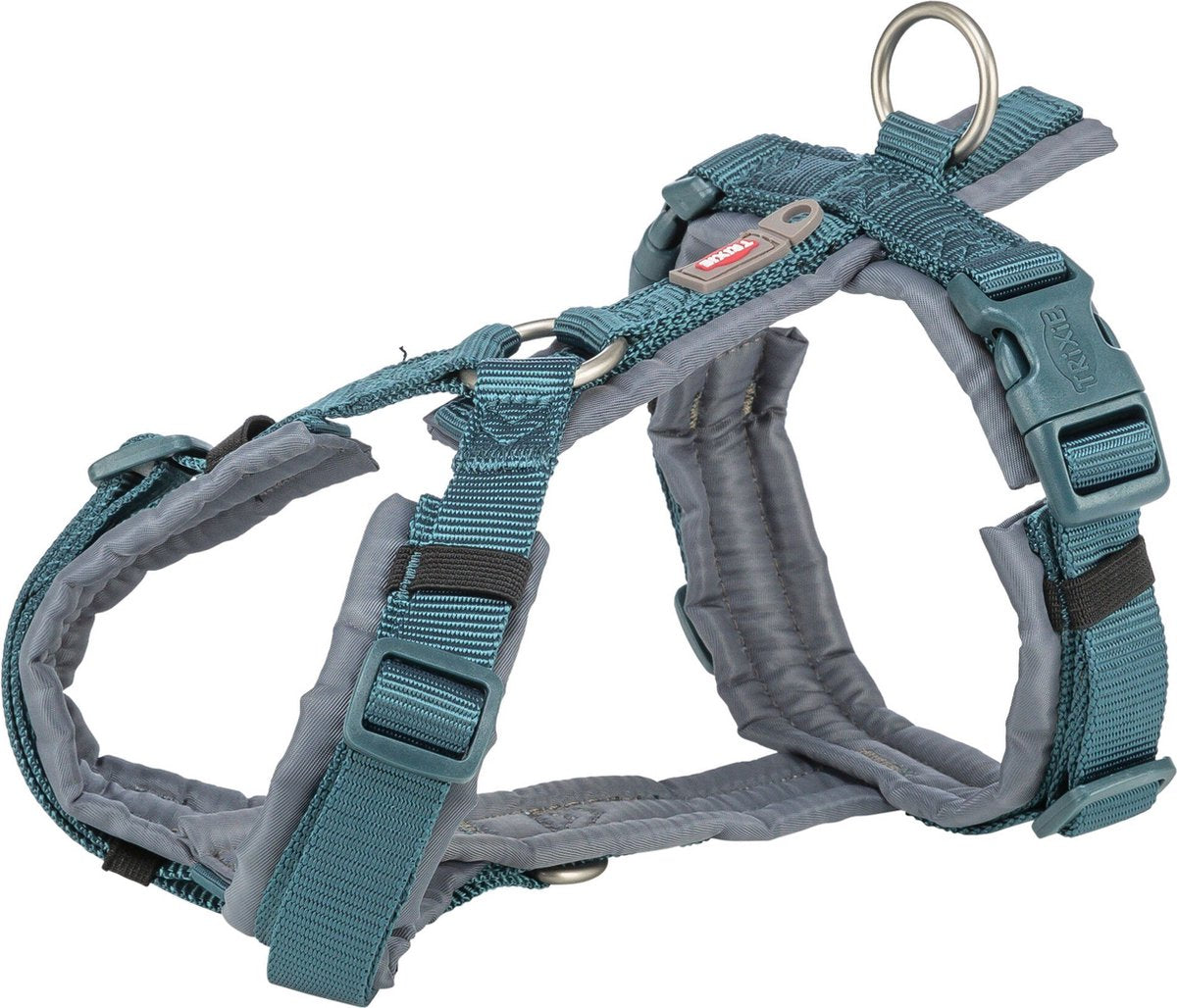 Trixie hondentuig - premium trekking petrol blauw - verstelbaar 32-38x1.3 cm