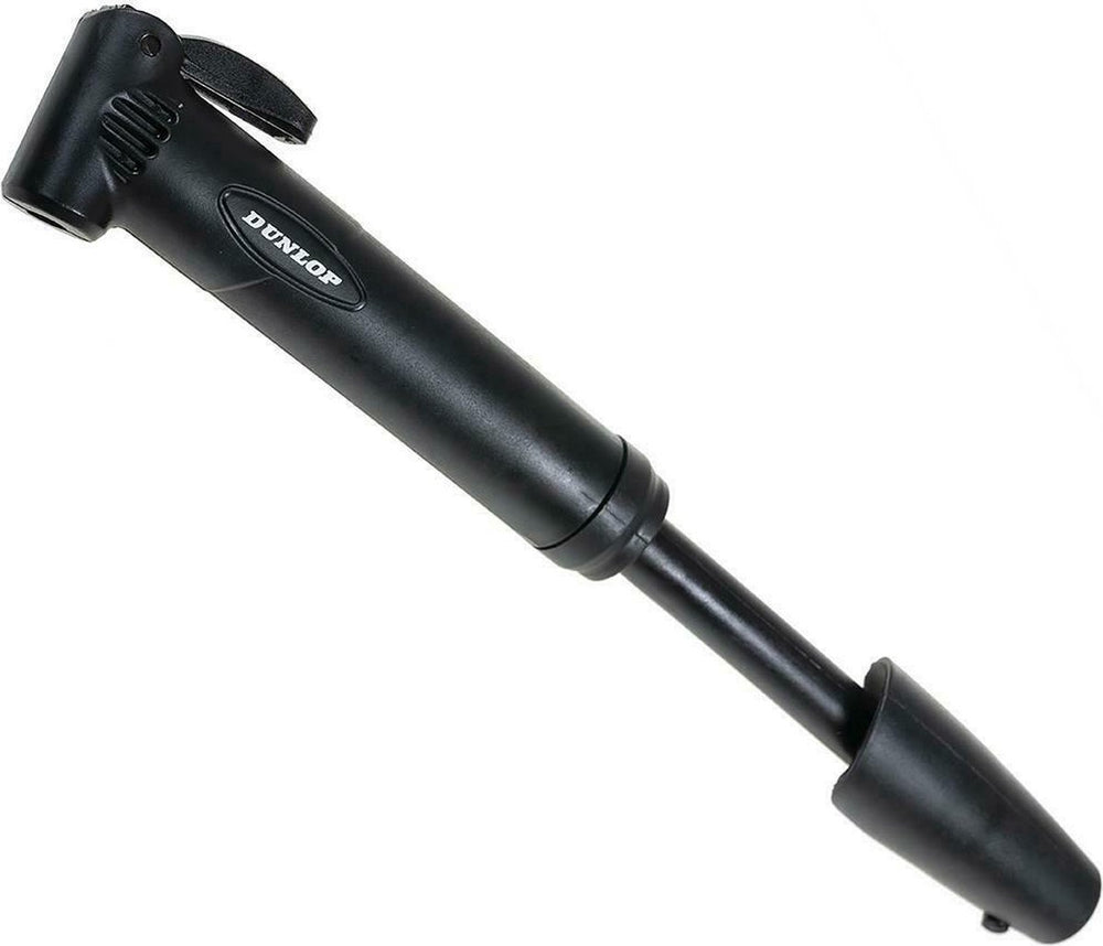 Dunlop mini fietspomp - compacte handpomp fiets - draagbare fietspomp met adapter - lichtgewicht fiets pomp voor onderweg - zwart