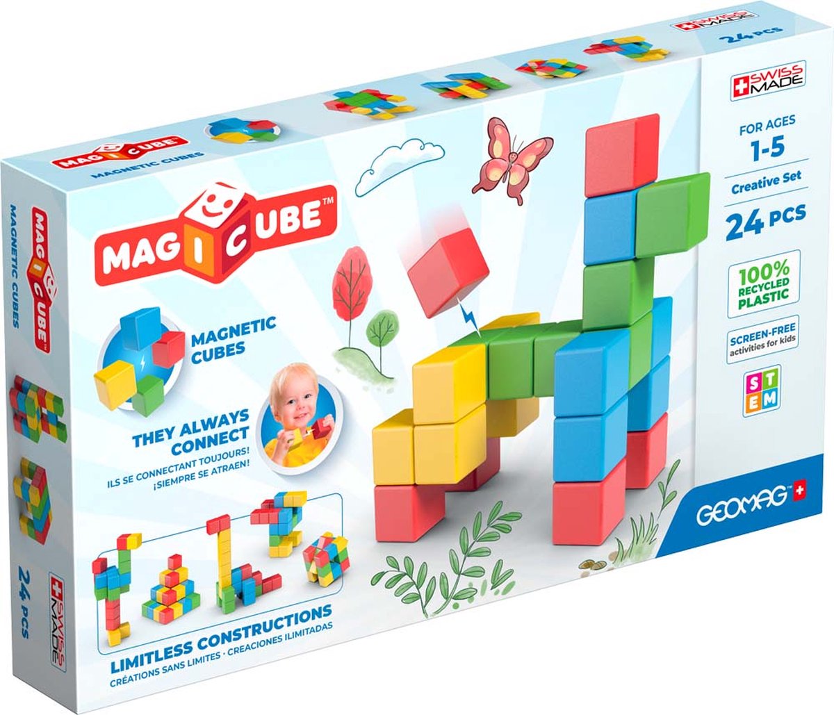 Geomag magicube creative recycled - magnetische bouwblokken - 24-delig - vanaf 1 jaar