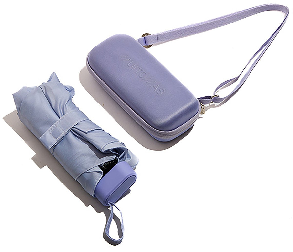 Muitomas paraplu + hoes - schouderriem – ultra licht - telescopische steel - harde hoes - violet