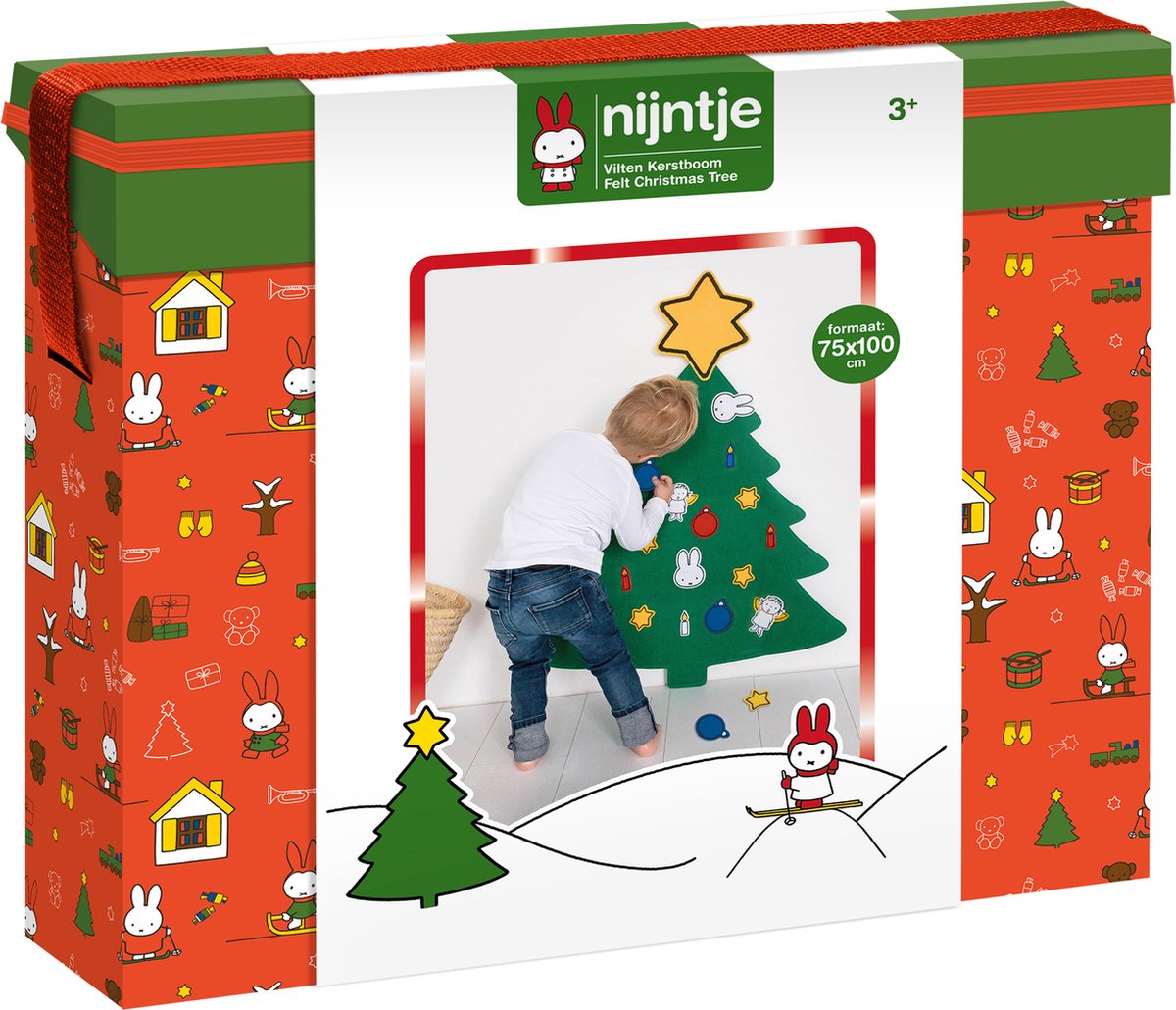 Bambolino nijntje kerstboom vilt, in bewaarkoffer afmeting 75 x 100 cm 20-delig - home deco kerst - vanaf 3 jaar - toys cadeau tip kerst