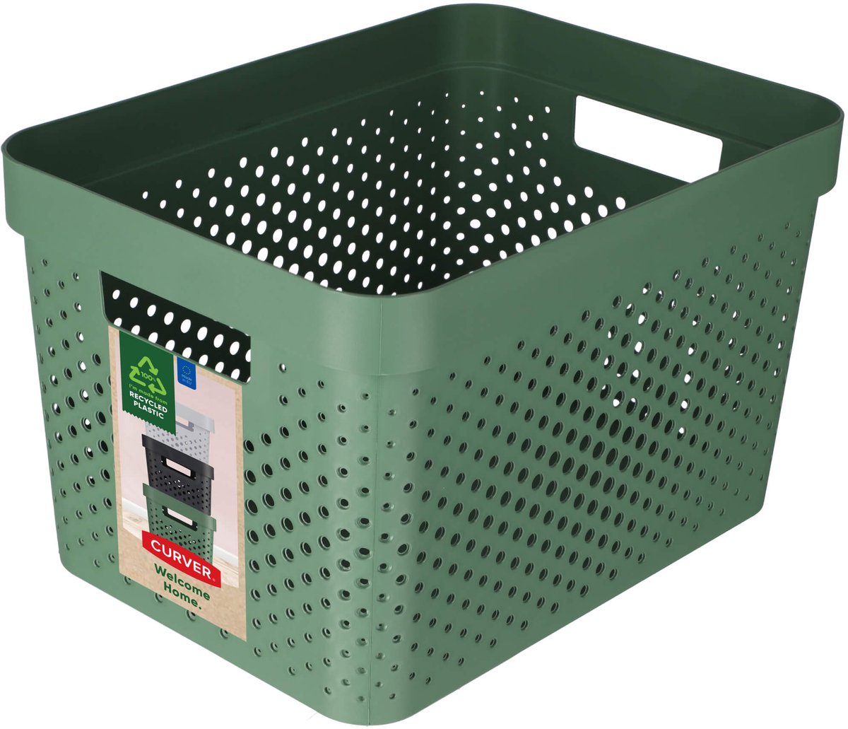 Curver infinity recycled dots opbergbox - 17 liter - groen