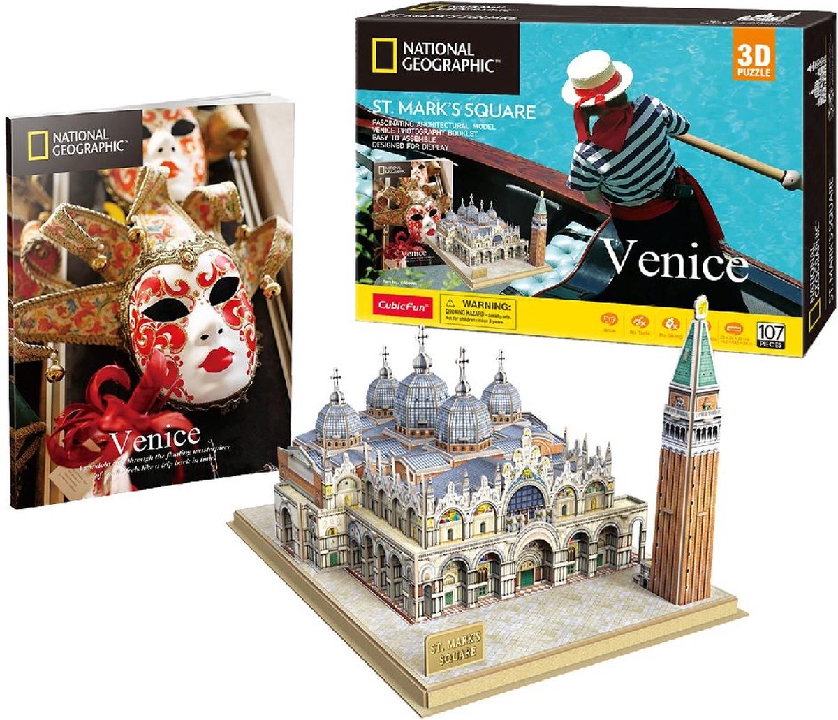 Kubieke leuke 3D-puzzel National Geographic St. Marcoplein