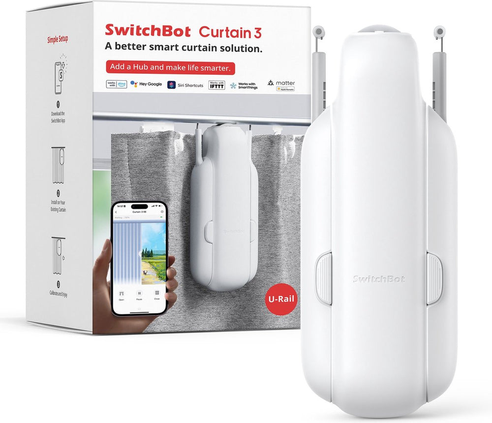 Switchbot curtain - u-rail versie 3 (2023) - wit - smart home gordijnmotor - smart gordijn - automatisch gordijn