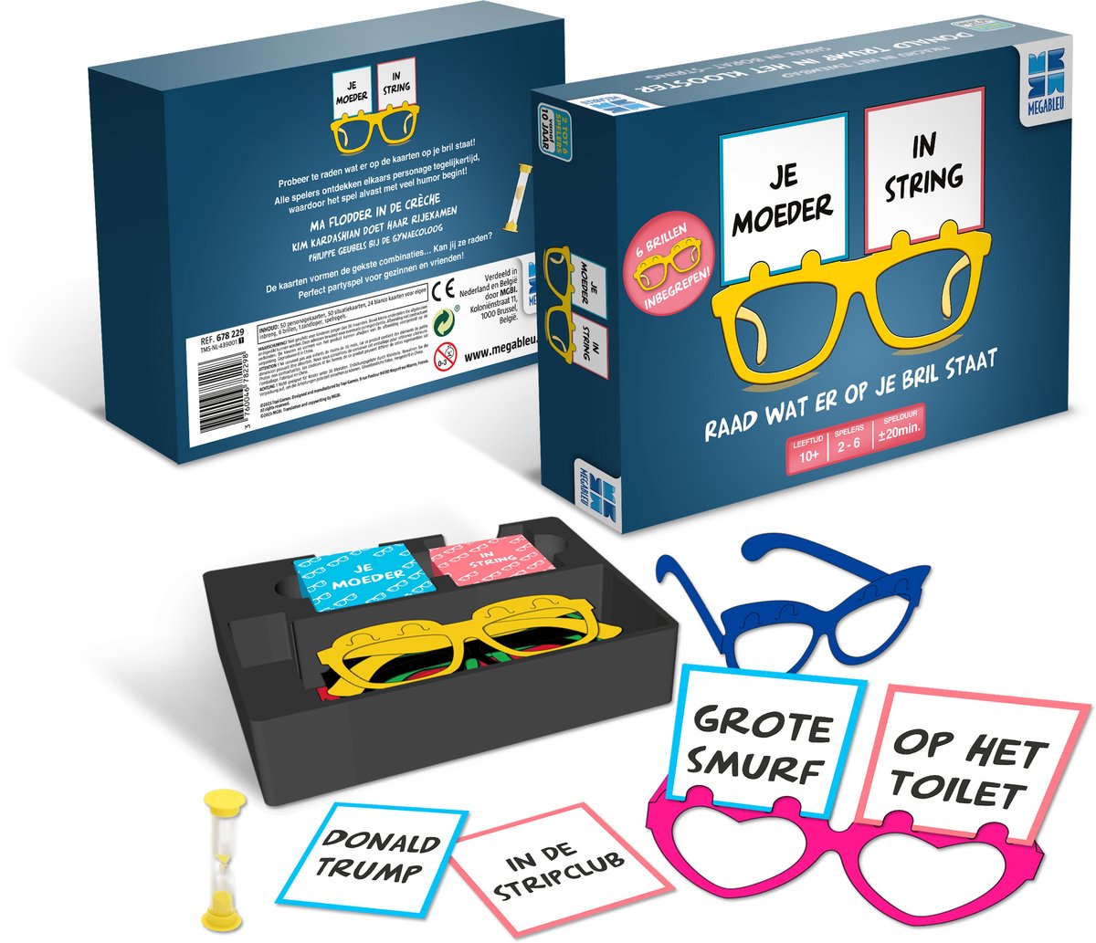 Megableu je moeder in string - hilarisch partyspel - gezelschapsspel voor tieners en volwassenen – 2-6 spelers - met gekke brillen