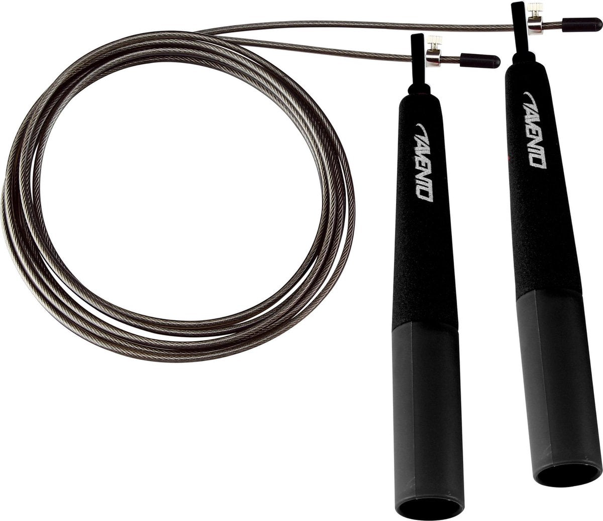 Avento springtouw staal - speed grip - zwart