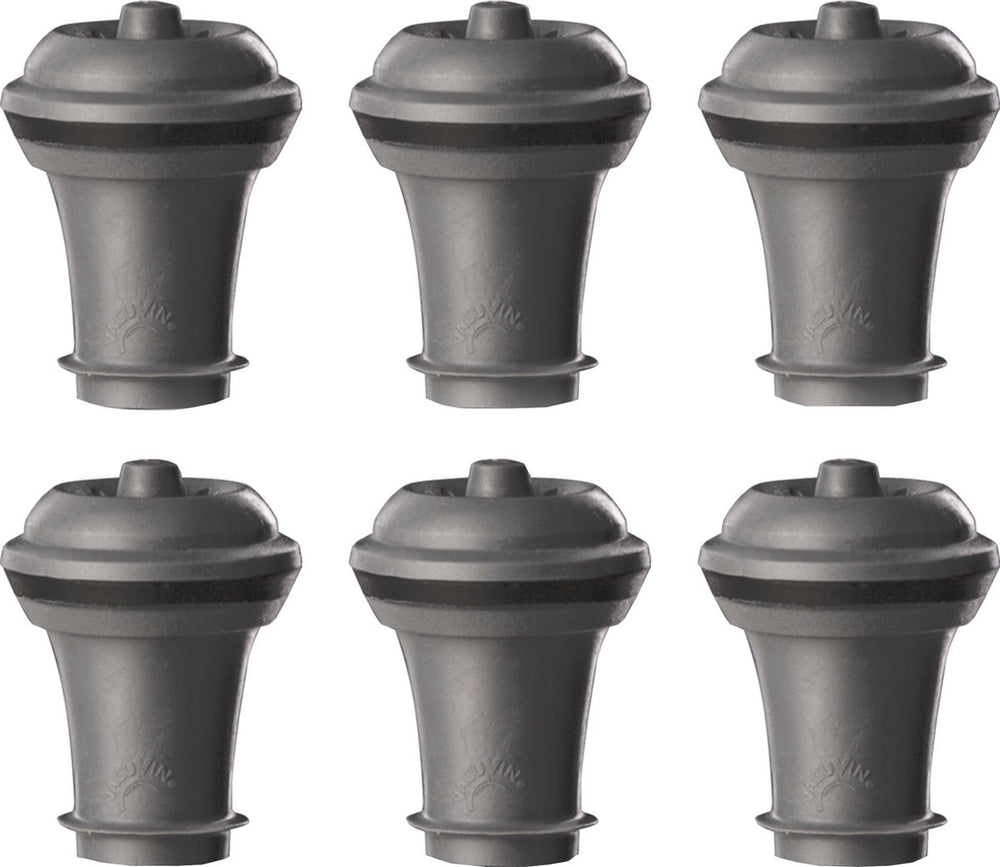 Vacuvin vacu vin wijnstoppers set van 6 – reserve afsluitdoppen voor wine saver – herbruikbaar – grijs