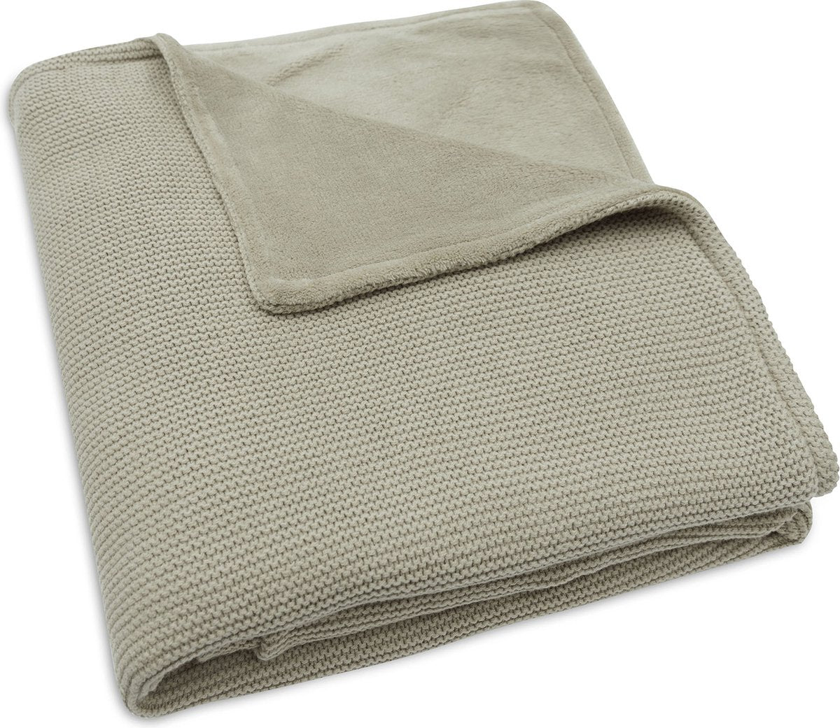 Jollein - deken ledikant 100x150cm basic knit - dekentje baby - olive green fleece