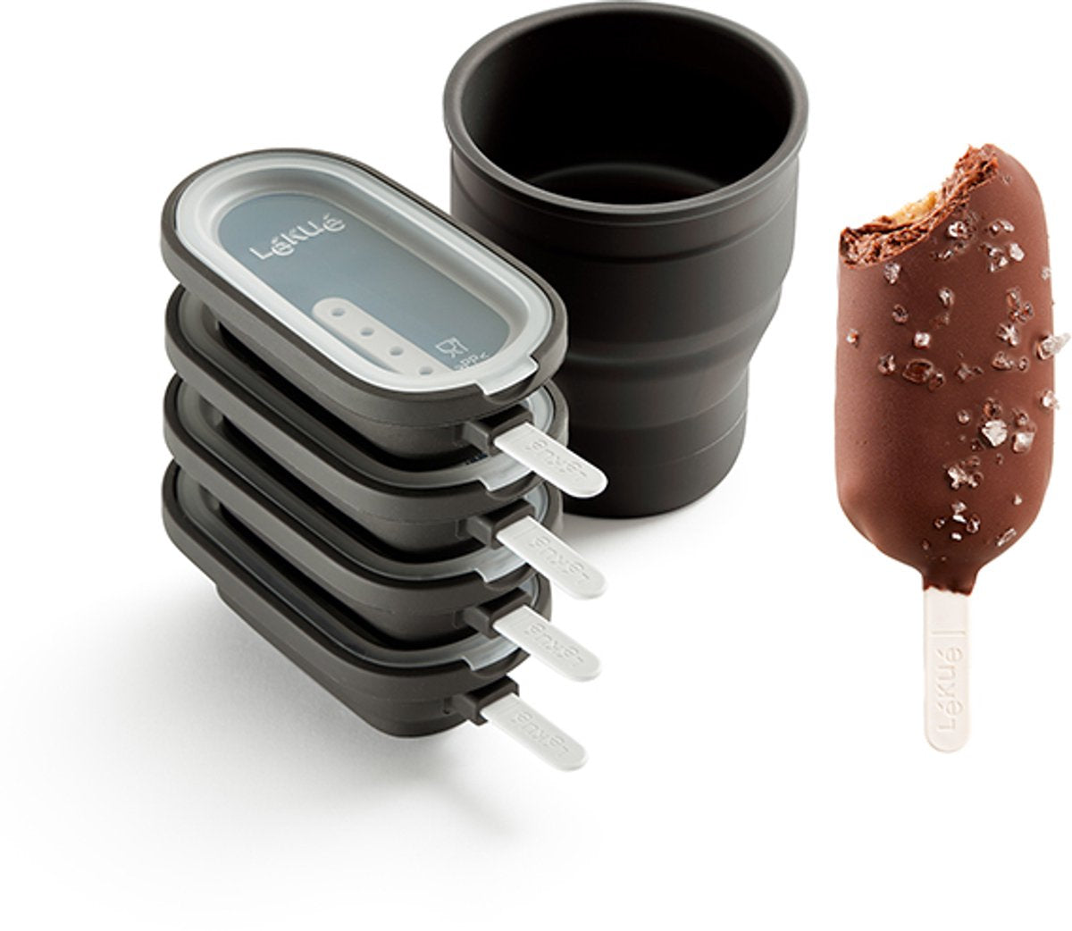 Lékué ijsvormpjes - klassiek - 4 st. - met beker - brown
