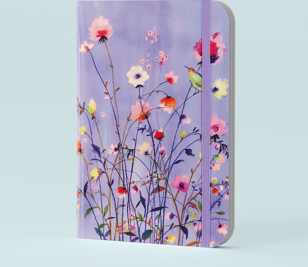 Peter pauper compacte notitieboek - lavender wildflowers - met elastieksluiting - 13x18 cm
