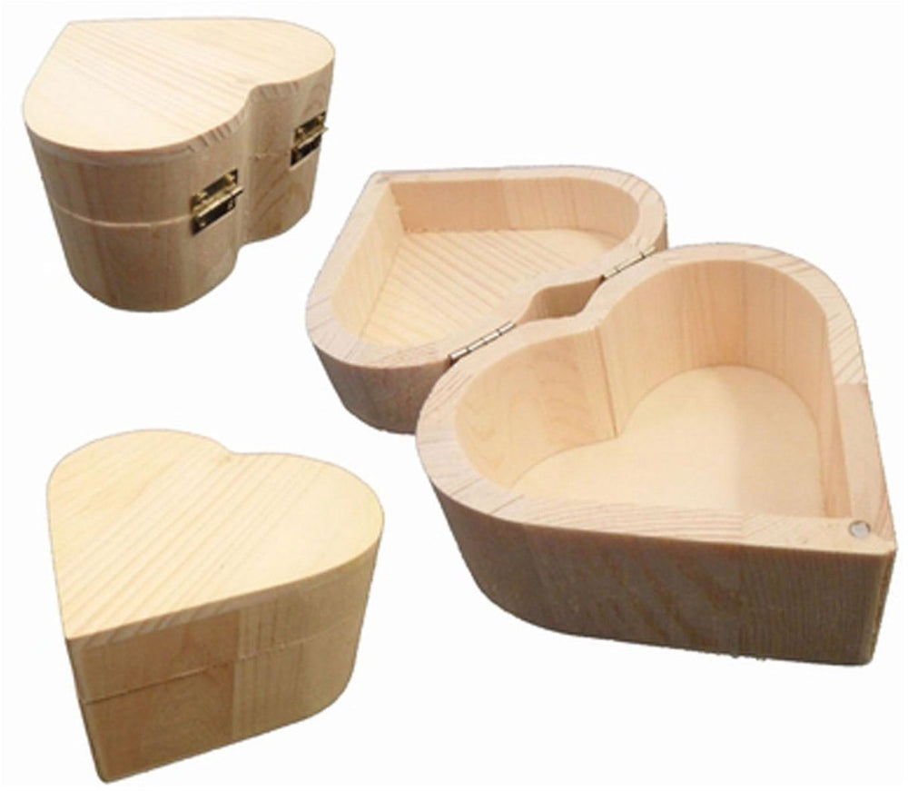 Speelhout houten kistje hartvorm, 10cm