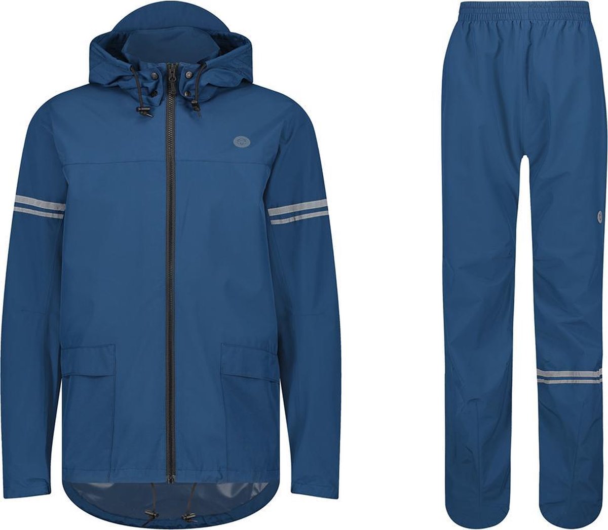 Agu original essential regenpak – 100% waterdicht winddicht – dames heren - poray 5.000 – gerecycled materiaal – blauw - l