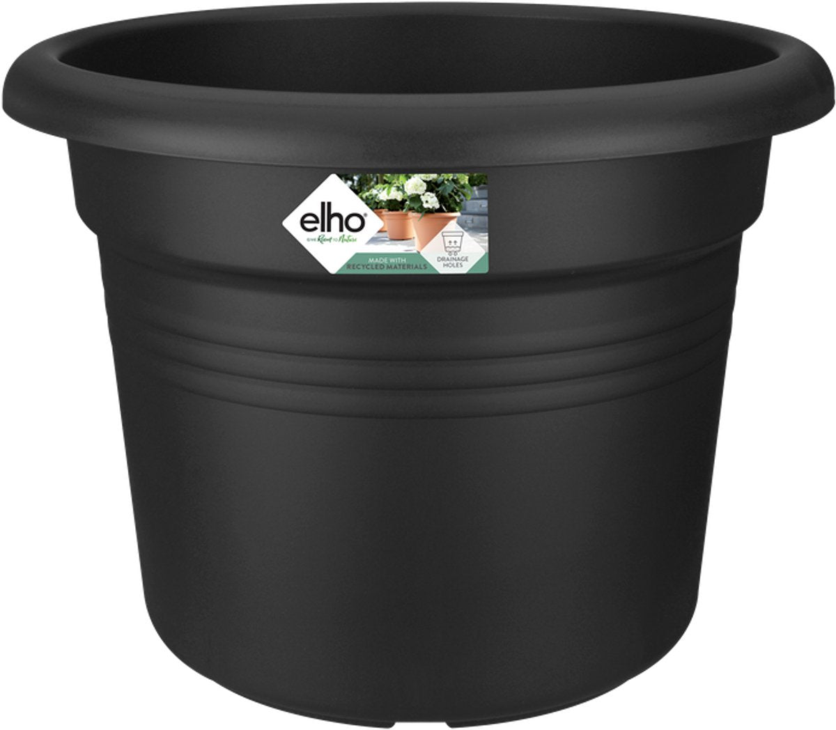 Elho green basics cilinder 65 - bloempot voor buiten - ø 64.0 x h 48.5 cm - living black