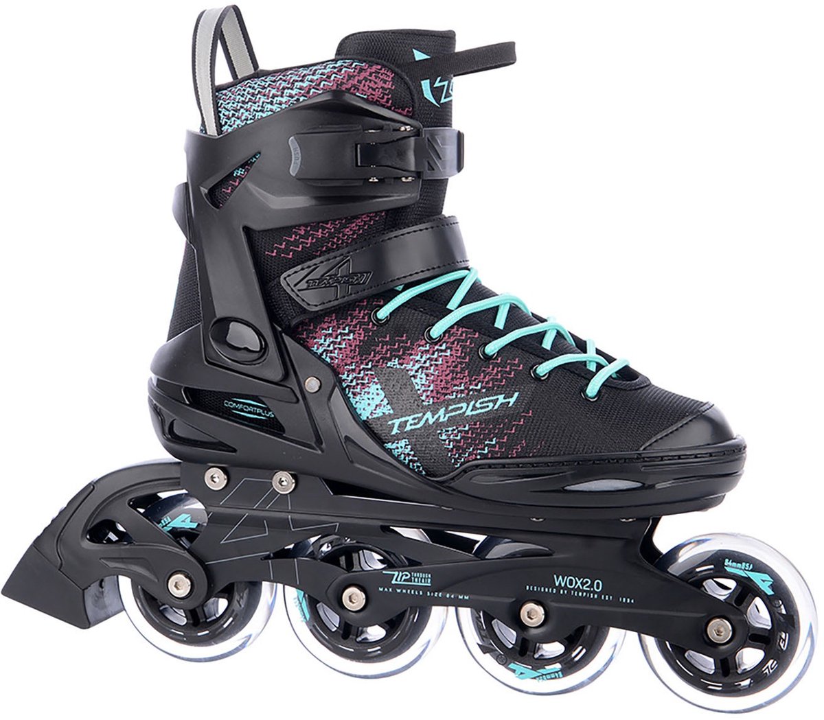 Tempish wox 2.0 84 skeelers - inline skates - dames - zwart turquoise - maat 39